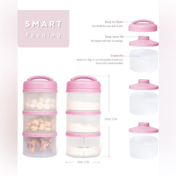 Termichy Stackable Formula Dispenser Portable Milk Powder Container, 2 Pack - Picture 3 of 7